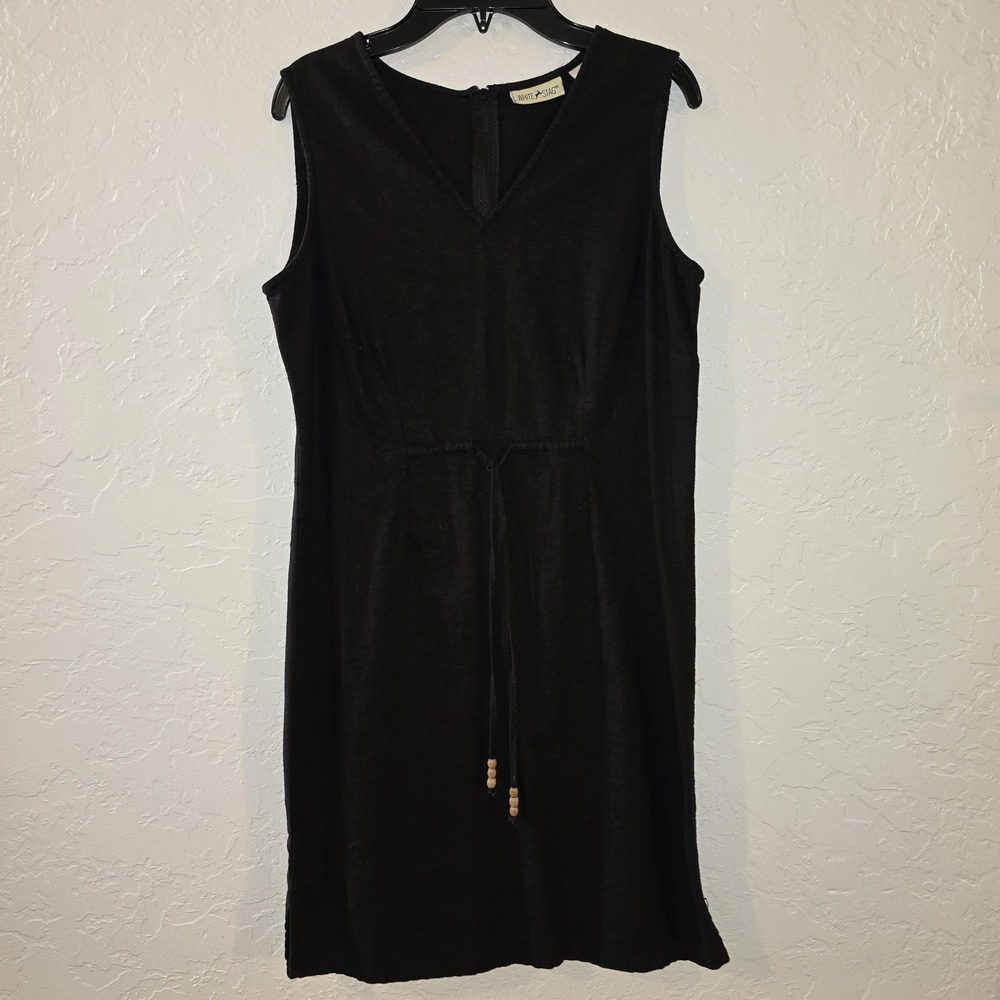 White Stag Linen Blend Black Sleeveless Sundress V Neck Womens Small Size 4/6 - Picture 1 of 9
